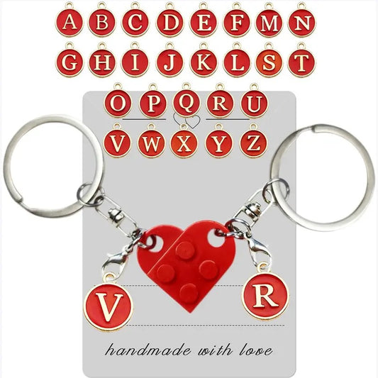 BRICK HEART LETTER KEYRING SET