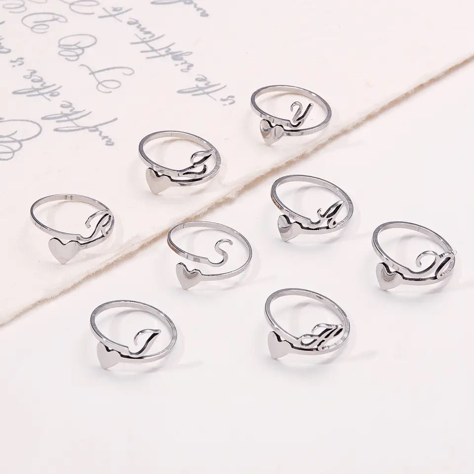 INITIAL HEART ADJUSTABLE RING