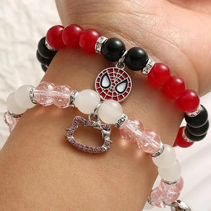 KITTY X SPIDER BEADED MATCHING BRACELET SET