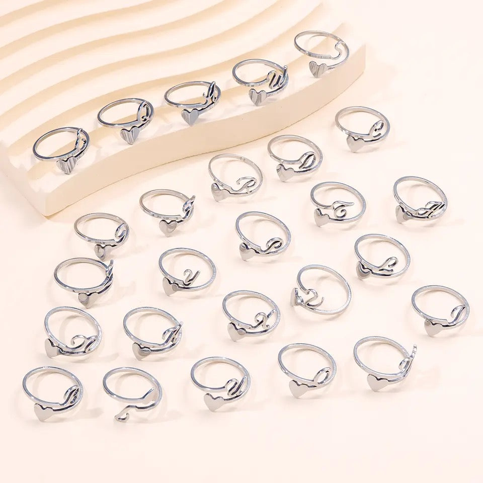 INITIAL HEART ADJUSTABLE RING